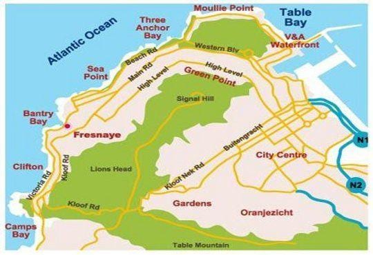 karta över bantry bay, Kapstaden