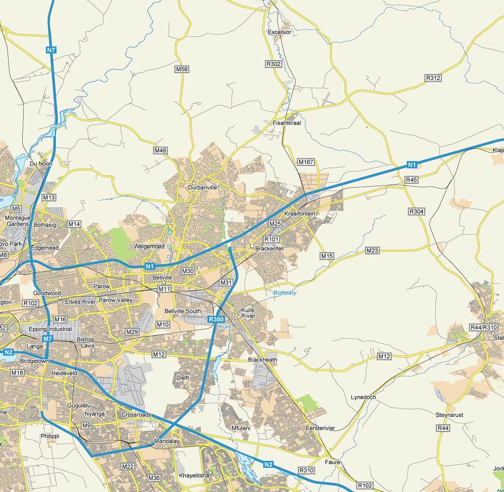 karta över brackenfell Kapstaden