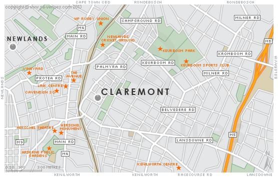 karta claremont Kapstaden