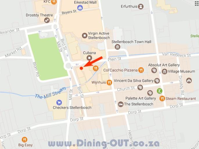karta över dorp street i Kapstaden