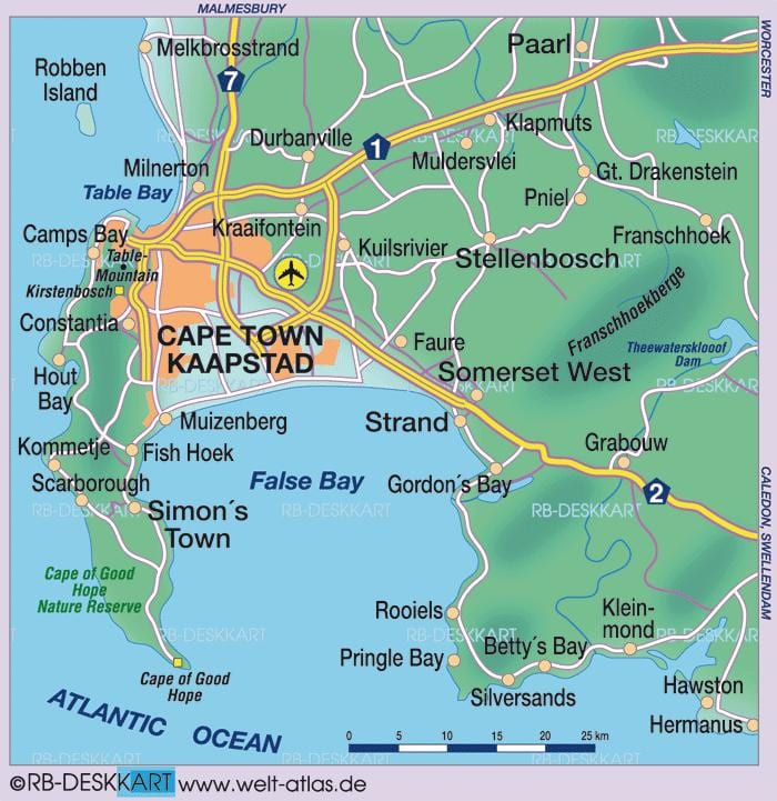 karta över Cape Town