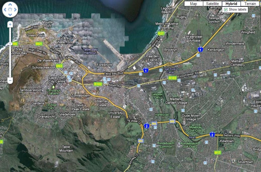 karta över Cape Town satellit -