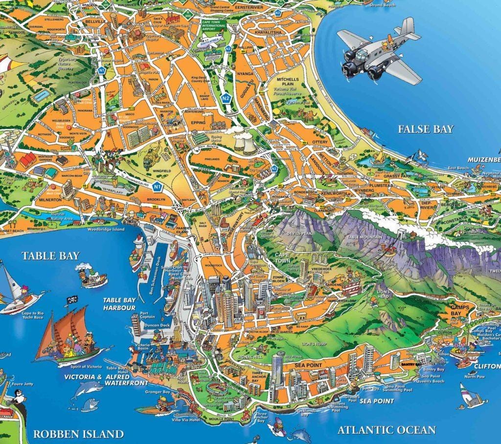 turist karta över Cape Town