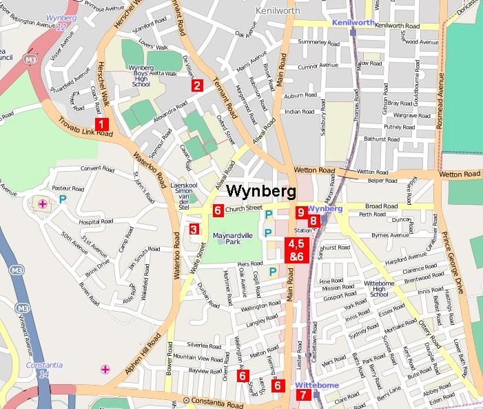  karta över wynberg Kapstaden