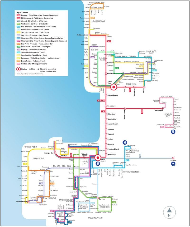 Kapstaden myciti buss rutt karta