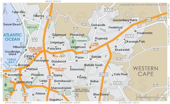 karta över plattekloof Kapstaden