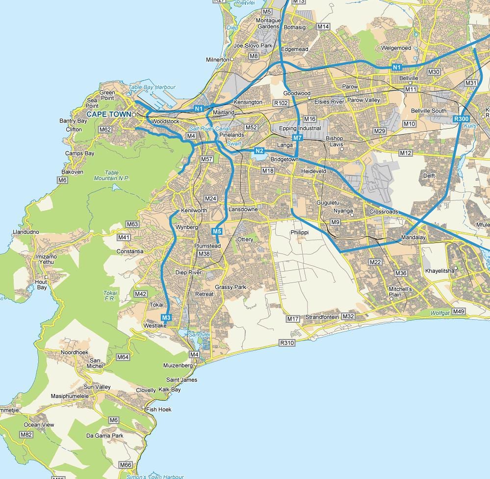 karta över schaapkraal Kapstaden