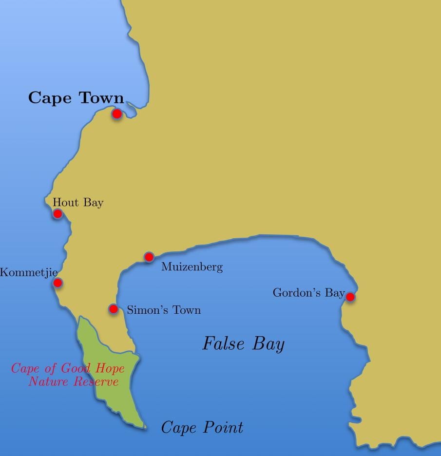 karta över simon ' s town Sydafrika