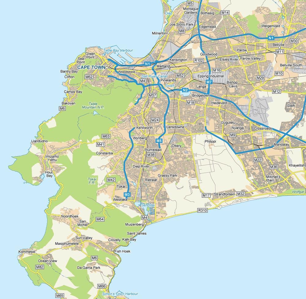 karta över street map i plumstead Kapstaden