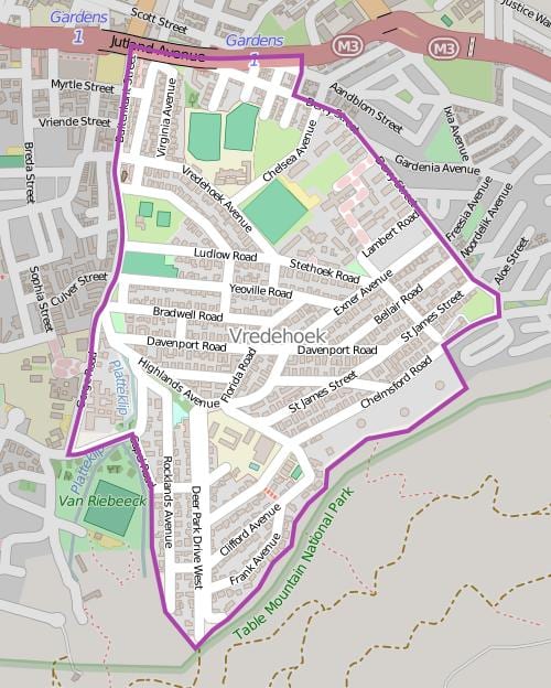 karta över vredehoek Kapstaden
