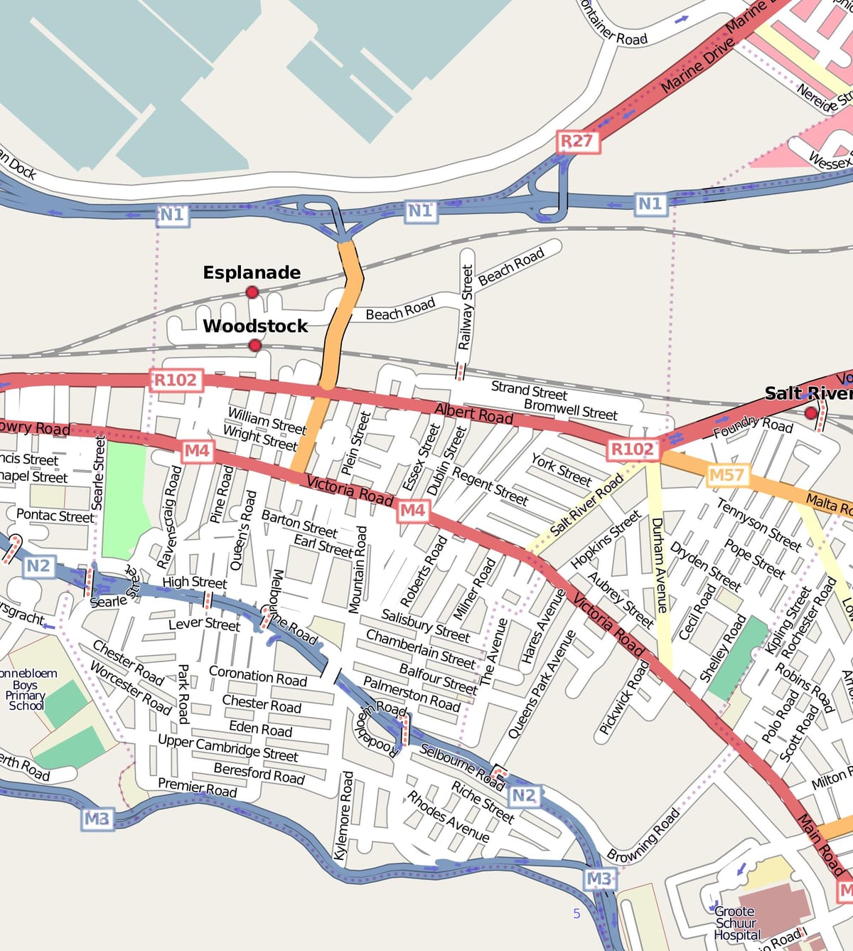street map i woodstock Kapstaden