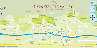Karta över constantia i Kapstaden