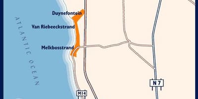 Karta över west beach i Kapstaden