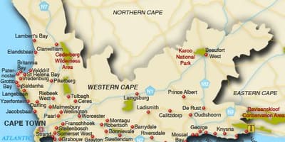Western cape stränder karta