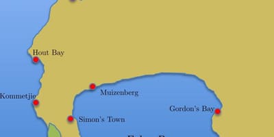 Karta över simon ' s town Sydafrika