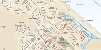 Karta över gatan karta över Cape Town och omgivande områden