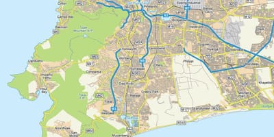Karta över street map i plumstead Kapstaden